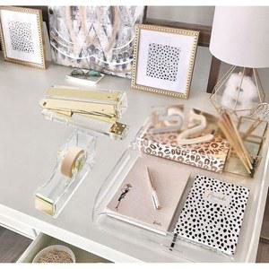 아크릴 골드 모던 리무버 액세서리 키트용 1000개 테이프 세트 디자인 스테이플러 디스펜서 데스크톱 귀여운 스테이플러 오피스 데스크 테이프 스테이플