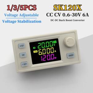1/3/5Pcs SK120X DC 벅/부스트 컨버터 CC CV 0.6-30V 6A 5V 6V 12V 24V 전원 모듈 조정 가능 규제 실험실