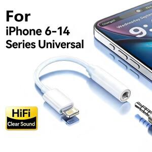 아이폰 호환 14 13 12 11 프로용  헤드폰 어댑터 AUX 오디오 스플리터 라이트닝-3.5mm 이어폰 잭 케이블