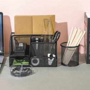 블랙 데스크 스테이플 클립 디스펜서 홀더 리무버 메쉬 정리함 스테이플러 키트 액세서리 사무용품 1000 액세서리 테이프 가위