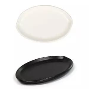 멜라민 타원 한식 반찬접시 김치접시 29.3cm 9호 블랙