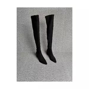 알마센 여성 하이힐 슈즈 롱다리 카키색 스틸레토 슬립온 스판 슬림 부츠 ADOR5