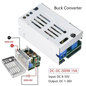 DC-DC 200W 15A 스텝다운 변환 모듈 DC 8-55V 1-36V 버크 컨버터 전압 조절기 5V 12V 24V 가능