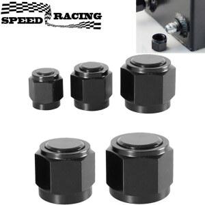 1PC AN4 AN6 AN8 AN10 AN12 어댑터 암 플레어 엔드 캡 플러그 튜브 피팅 육각 포트 알루미늄 검정색