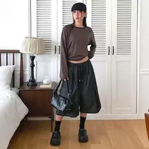 [옷자락]여자 허리밴딩 빈티지 투웨이 데님 버뮤다 팬츠