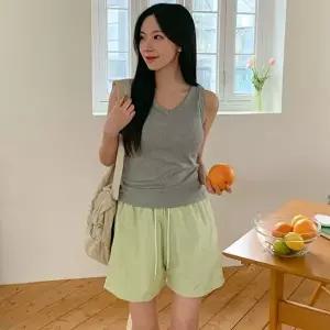 [옷자락]여자 베이직 브이넥 골지 기본 나시