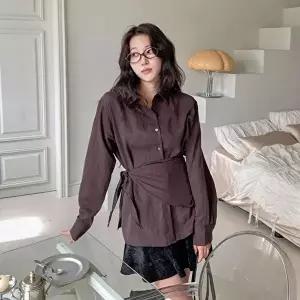 [옷자락]여자 오버핏 블라우스 셔츠(스카프 SET)