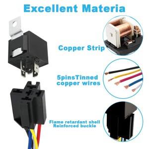 1PCS 4 5 핀 방수 자동차 릴레이 12 24 V 및 하네스 고강도 SPDT (검정색 빨간색 구리 터미널 포함)