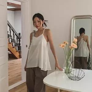 [옷자락]여자 엑스 링 스트랩 끈나시 블라우스