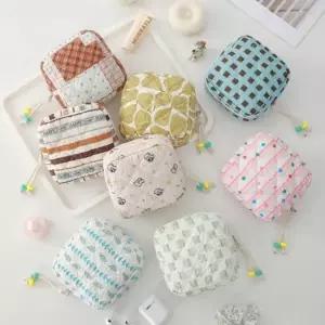 휴대용 패턴 소프트 파우치 생리 대파 미니 화장품 퀼팅 시크릿 패드 학생 생리네