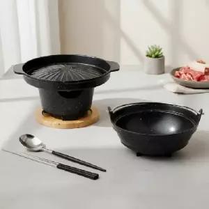 1인용 미니 화로 냄비 불판 세트 혼밥 가정용 구이 조리 도구 구성