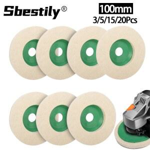 3/5/15/20개 100mm 4인치 펠트 디스크 휠 패드 거친 섬유 앵글 그라인더용 금속 대리석 목재