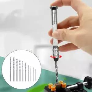 ( )미니 핀바이스 세트 수동 드릴 비트 포함 공예 레진 목재 타공 정밀 작업 공구