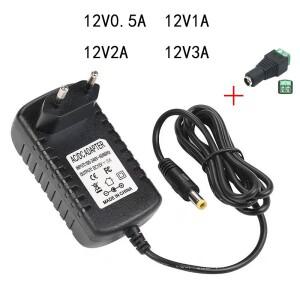AC DC 12 볼트 전원 공급 장치 어댑터 0.5A 1A 2A 3A 110V 220V ~ LED Stips 용 EU US 플러그