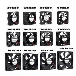 CPU 쿨러 40mm 50mm 60mm 70mm 80mm 92mm 120mm DC 5V 12V 24V 냉각 브러시리스 모터 케이스 조용한 2PIN 슬리브 베어링