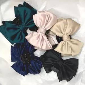 화려한 헤어 집게핀 실크 사이즈 빅 모양 리본 고급스런  [mW97BAC5]