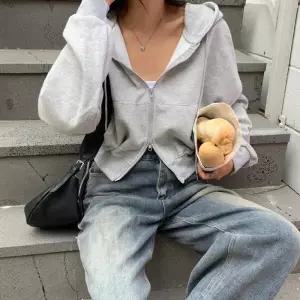 [아트박스]/옷자락 여자 베이직 무지 크롭 아방 후드집업