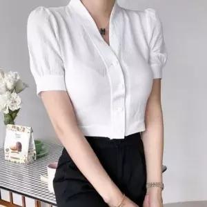 여름 화이트 블라우스 크롭 반팔 가디건 크롭가디건 반팔가디건 여름가디건 여성