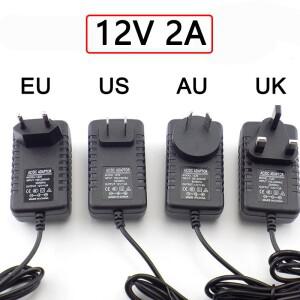 AC DC 어댑터 12V 2A 2000ma 전원 공급 장치 EU UK AU 미국 플러그 벽 충전기 LED 스트립 라이트 램프 5.5m