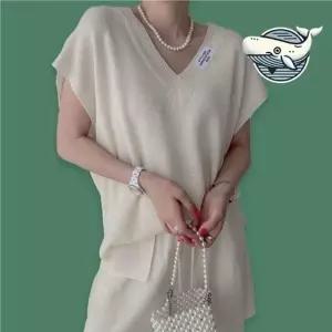 ( )여성 여름 니트 투피스 아이보리 나시 반바지 니트 세트 여름 여자 여성 셋업 투피스 상하 나시