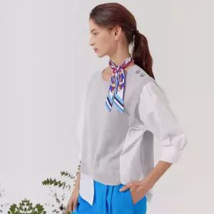 아이리스그레이 쥬얼버튼 텍스쳐블록 블라우스 R2211BL03_48