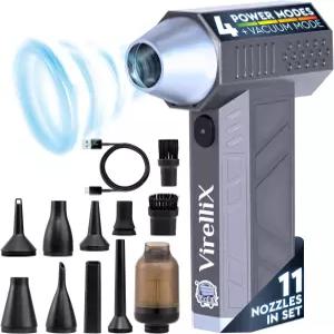 2in1 전기 에어 더스터 및 진공 청소기 - 4가지 모드 휴대용 공기 송풍기 충전식 컴퓨터 키보드 전자제품용