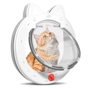 4방향 잠금 기능이 있는 흰색 프레임 고양이와 개를 설치가 간편함 방풍 게이트용 위한 내부 덮개 작은 애완동물 5인치 고양이 외부 자석