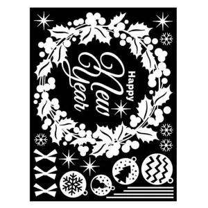 눈꽃 해피뉴이어 스티커 겨울 X-MAS 리스S GDT-848