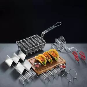 타코 홀더 스텐 플레이트 식당 그릇 자형 트레이