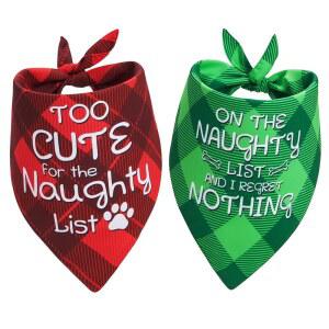 EARUS 크리스마스 강아지 반다나 장식 스카프 2팩 반려동물 격자무늬 축제 퍼니 위한 중형 대형견을