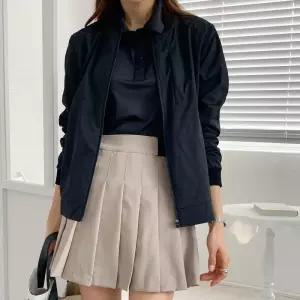 여자 핀턱 유광 절개 무지 바람막이 점퍼