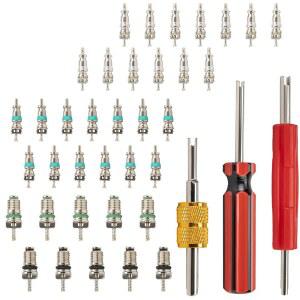 39 PCS 에어컨 밸브 코어 액세서리 키트 R12 R134a 냉동 슈레이더 타이어 스템 싱글 및 듀얼 제거기 설치 도구 HVAC 시스템