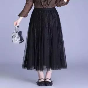 스커트 롱 망사 봄 캐주얼 레이스 양면 여자쉬폰스커트 ible1