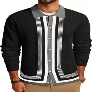 PJ 폴 존스 남성 버튼 다운 폴로 셔츠 스트라이프 니트 가디건 스웨터