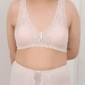 [하프클럽/]노와이어 레이스 내장캡 스포츠 빅사이즈 B컵브라