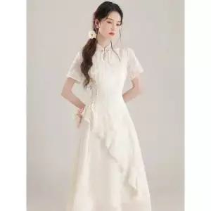 여사친 원피스 쉬폰 치파오 언밸런스 롱스커트 사계절 DUCHI2