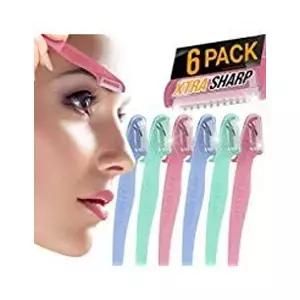Nylea 6팩 여성 및 남성용 눈썹 면도기 일본 칼날 쉐이퍼 트리머 커버 쇼트 헤드 젤 핸들로 쉐이핑 일회용