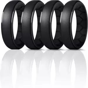 남성용 포르테 실리콘 웨딩 링 통기성 인사이드 커브 크로스핏 운동을 위한 고무 약혼 밴드