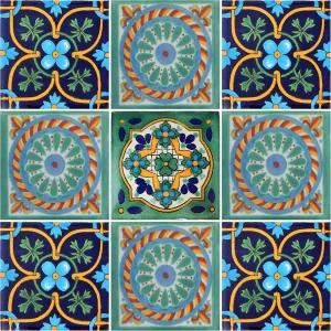 컬러 Y TRADICION 9 멕시코 타일 4인치 x 핸드 페인팅 탈라베라 F-30