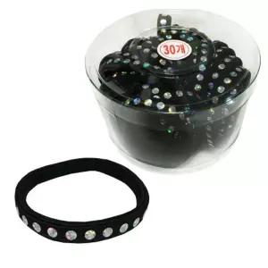 반짝다이아 납작 검정고무줄 30P 코사지통 머리끈/고무줄/헤어/악세사리/밴드/헤어끈/대용량/여아/고무끈