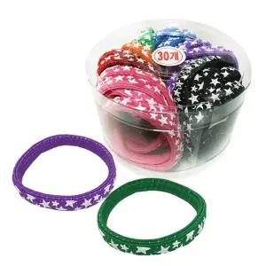 스타 컬러 납작고무줄 30P 코사지 헤어밴드/납작/고무줄/여아/머리끈/고무끈/여성/칼라/예쁜/기본/이쁜