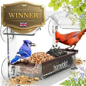 강력한 흡입 컵이 있는 창문 새 모이통 - 업그레이드된 2026 모델 고양이 새집 선물용 투명 아크릴