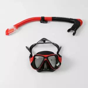 아로아 고급형 스노클링 세트 AM708 AS400 레드 스노쿨링 장비 풀세트 바다 수영 물놀이
