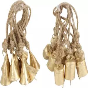 20개 세트 황금 금속 걸이 크리스마스 벨 골드 장식 - 빈티지 트리 러스틱 차임 징글 카우 썰매