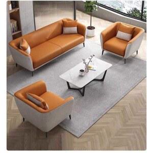 사무용 소파 응접실 임원실 3인 등받이의자 휴게실 2인 주황 회색