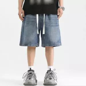 [하프클럽/]남성 버뮤다 워싱 데님 숏팬츠 허리밴딩 청반바지