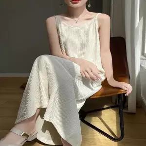 [하프클럽/]여성 여름 여리여리 플리츠 끈나시 롱원피스 2컬러