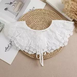 [하프클럽/]레이스 화이트 리본 페이크카라 블라우스 넥케이프