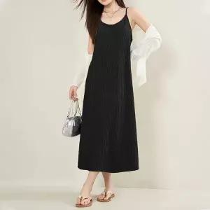 [하프클럽/]여성 여름 롱 플리츠 끈나시 원피스