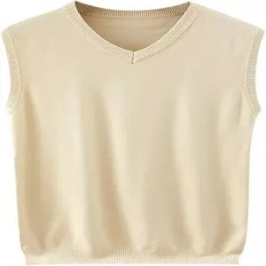 나트감 남성 니트 스웨터 조끼 가을 루즈핏 민소매 풀오버 V넥 캐주얼 솔리드 컬러 경량 소프트